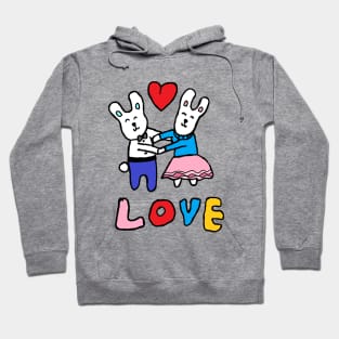 love bunny, rabbits, hand drawing Hoodie